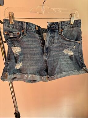 Denim Distressed Women's Shorts - Blue